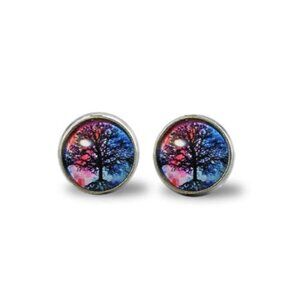 Trees In Nature Glass Post Earrings